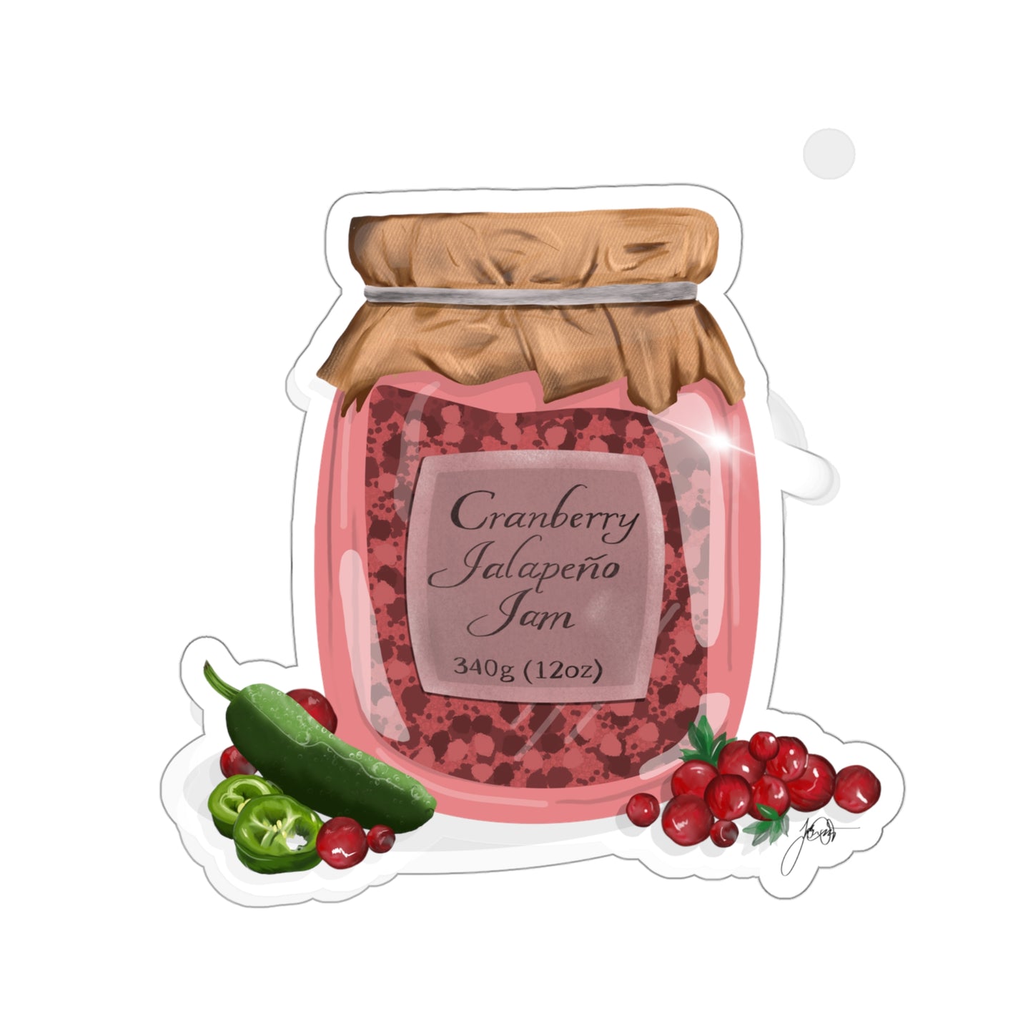 Cranberry Jalapeño Jam Kiss-Cut Sticker